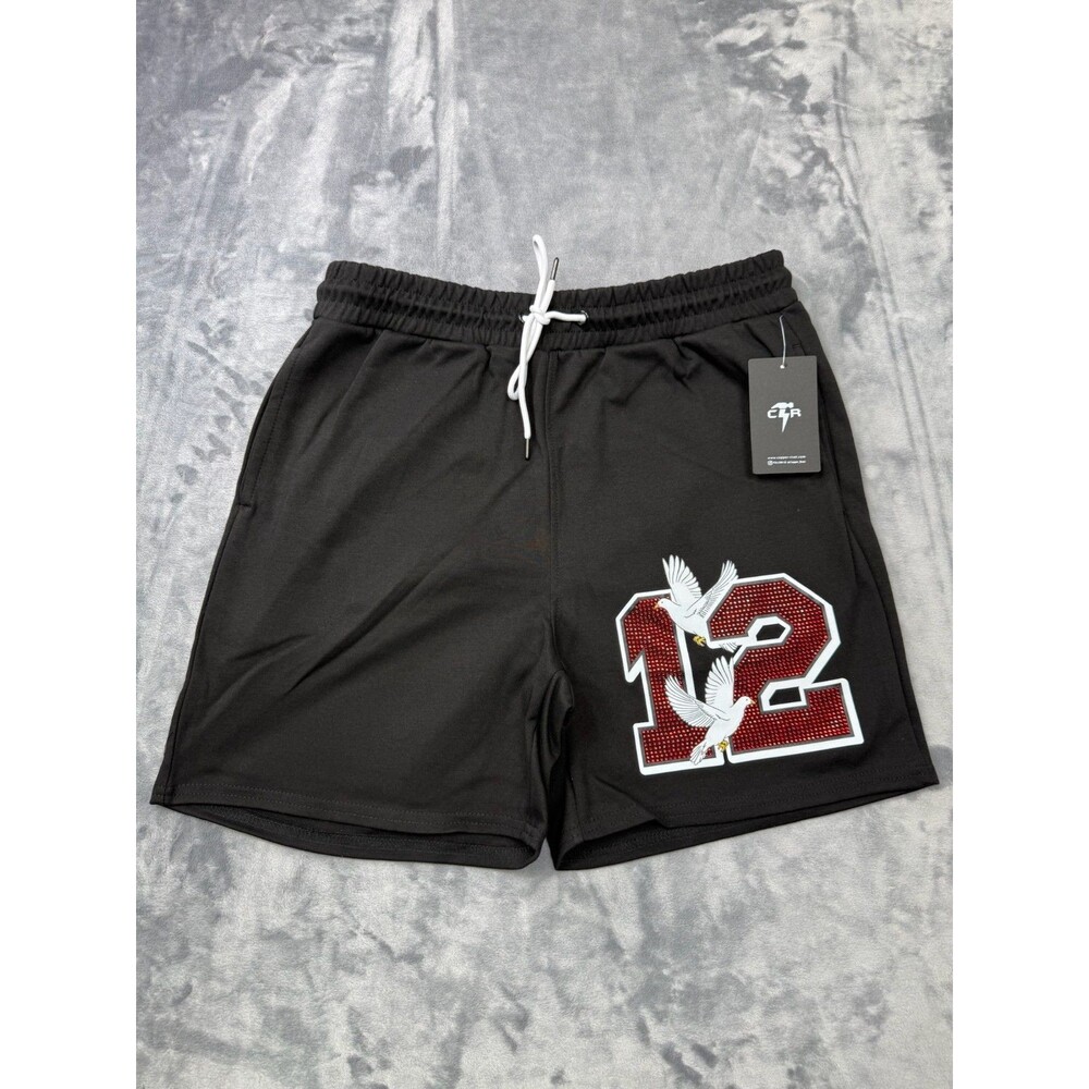 Copper Rivet Sweat Shorts Black Embroidered Drawstring Pockets Men's Size Medium